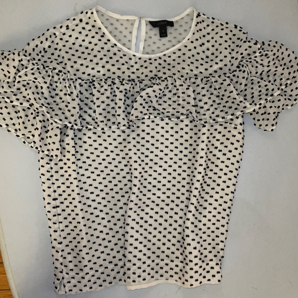White with black beaded fabric details top